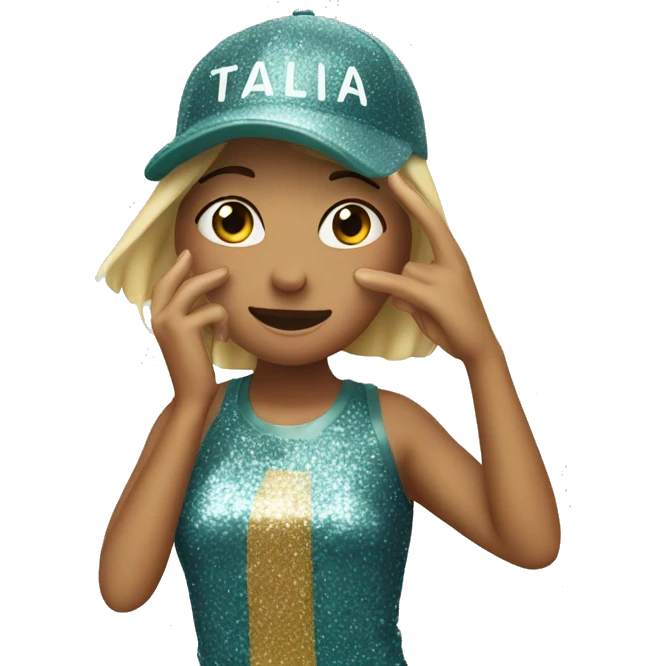 Girl with italia glittercap doing a dab emoji
