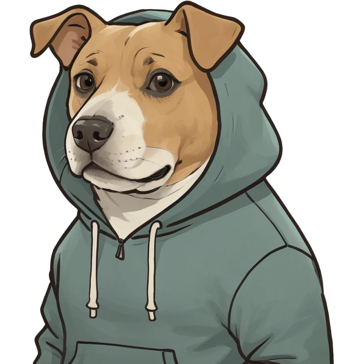 Dog wearing hoody emoji