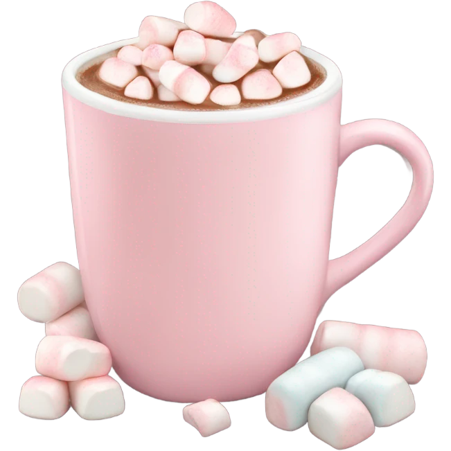 Light Pink mug of hot chocolate with marshmallows  emoji