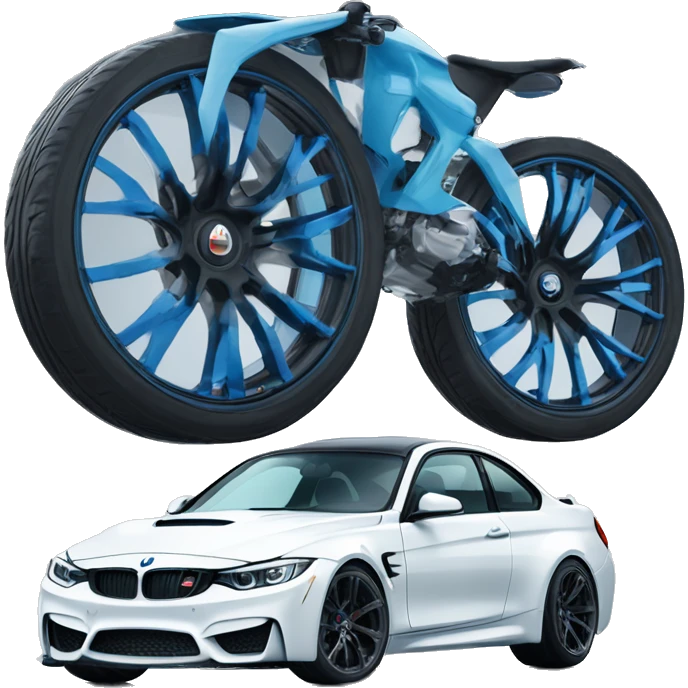 mineral white m3 with black wheels and blue calipers driving in the rain emoji