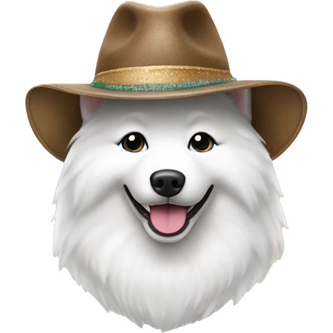 Samoyed dog wearing a hat emoji