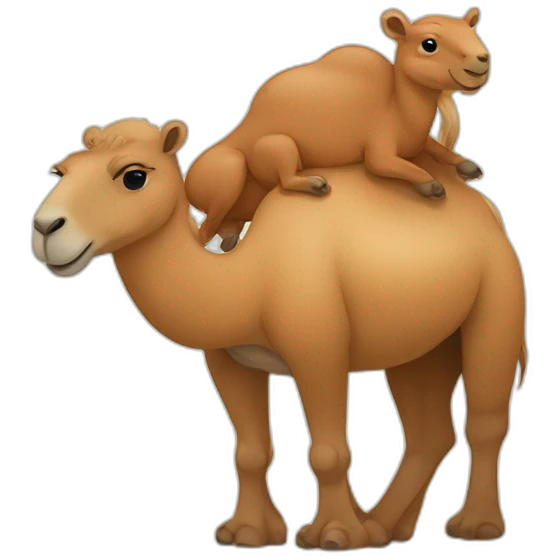 Camel hugging a capybara emoji