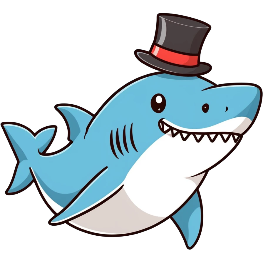 Shark with a top hat emoji