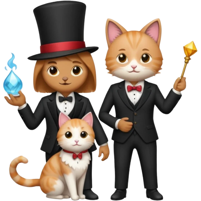 magician couple and their pet cat emoji