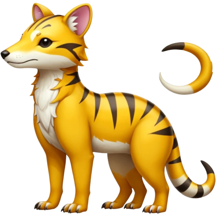 Colorful tropical exotic shiny white beautiful fantasy-Thylacine-Vernid-Cacomistle-Oncilla-animal-Fakémon-hybrid-fursona (full body) emoji