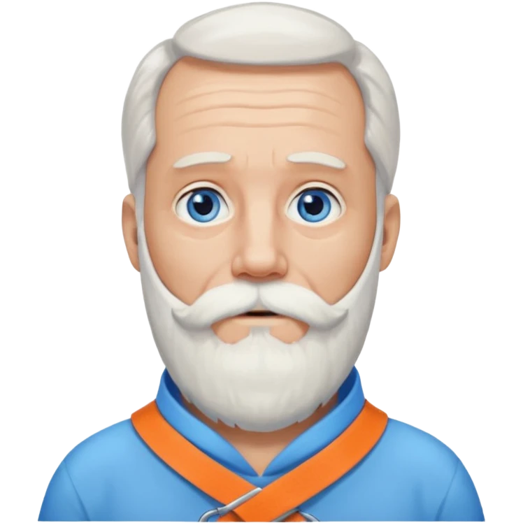 Older man with a long beard, a neck brace, and blue eyes. emoji