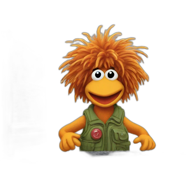 Fraggle coding at a computer emoji