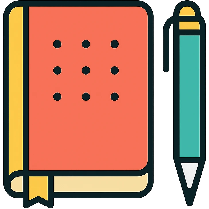 bullet journal pen icon with color outline and black outlines emoji