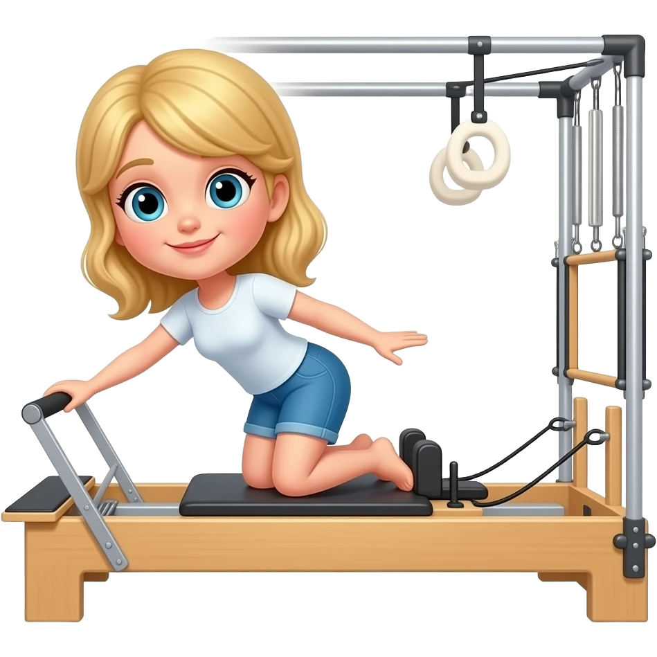 Cute blonde hair girl on  Pilate machine emoji
