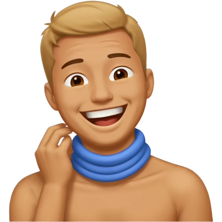 Man holding neck while laughing emoji