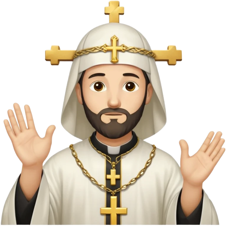 Orthodox Christian priest crossing himself (making the sign of the cross) with the movement of the Cross outlined in gold streaks emoji