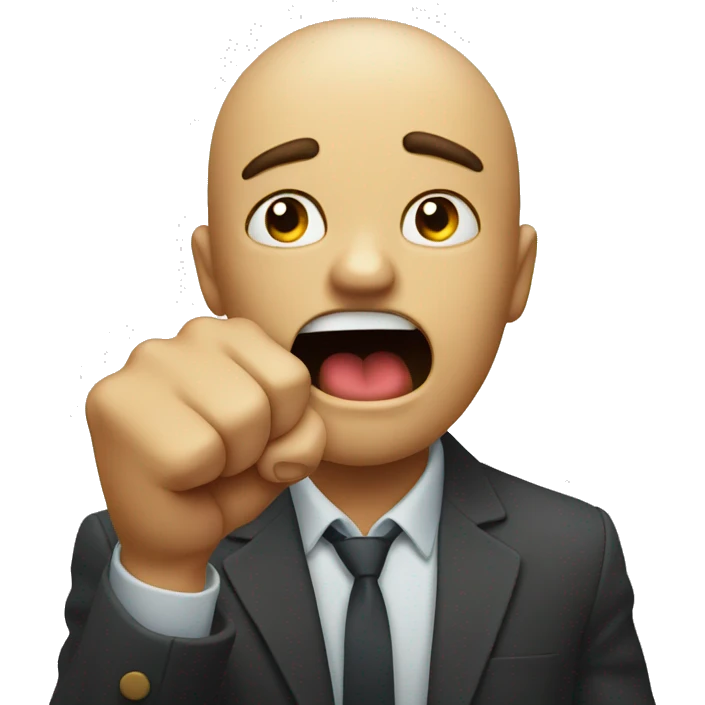 Stressed face emoji biting a fist emoji