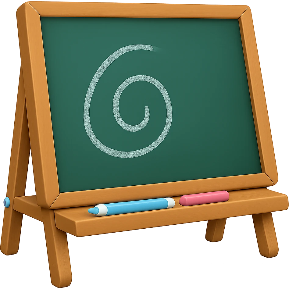 Remove the hand from the classic wooden frame drawing board, keep the board and drawing, in emoji style, with no background. emoji