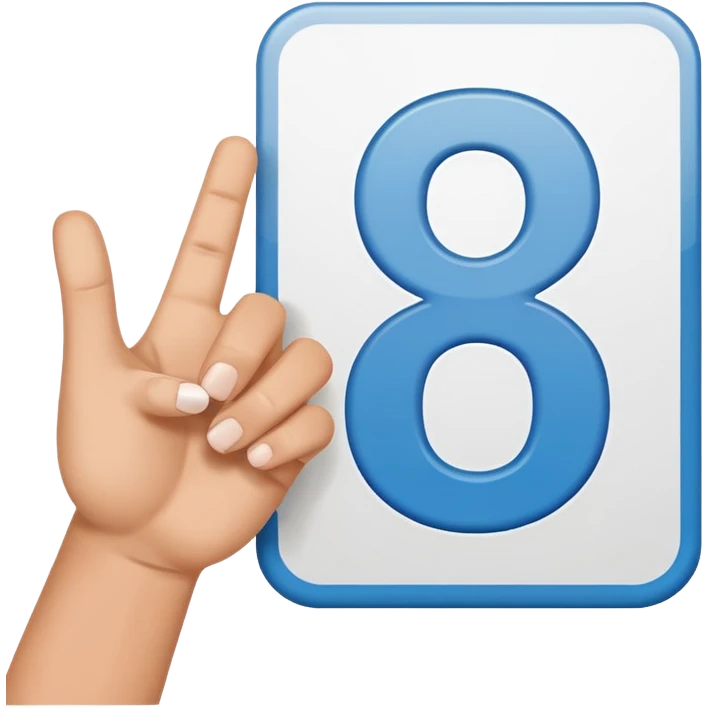 cartoon hand holding a sign with the number 9 emoji