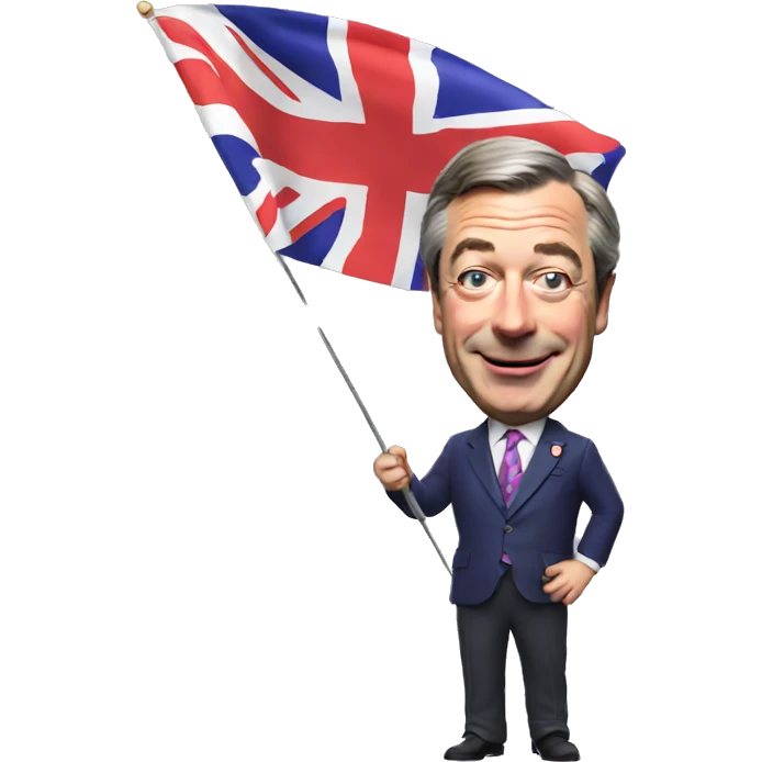 Nigel Farage waving a Union Jack flag  emoji