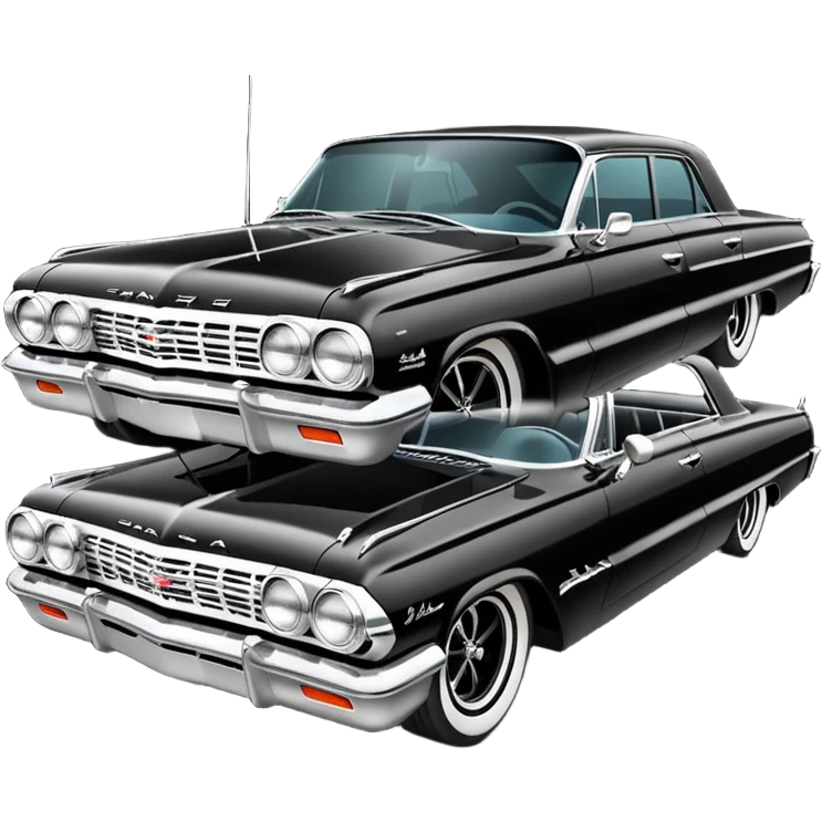 Satan’s streamlined Hot rod custom 1964 impala low rider four door carbon hood  side-mounted under-door chrome exhaust pipes driving straight to hell  emoji