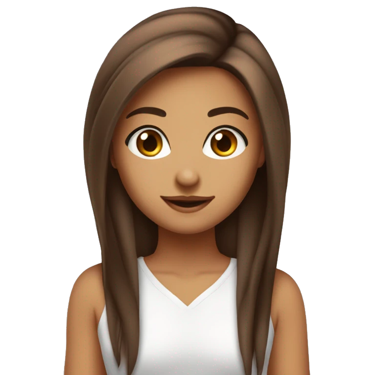 Fille cheveux lisse marron yeux maron clires emoji