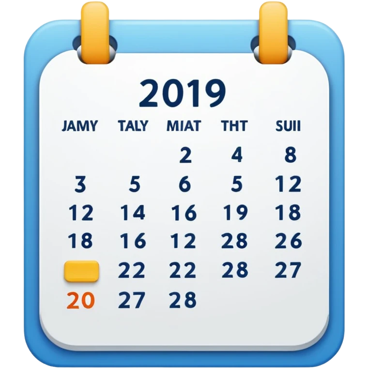 calendar, first page, day 1 emoji