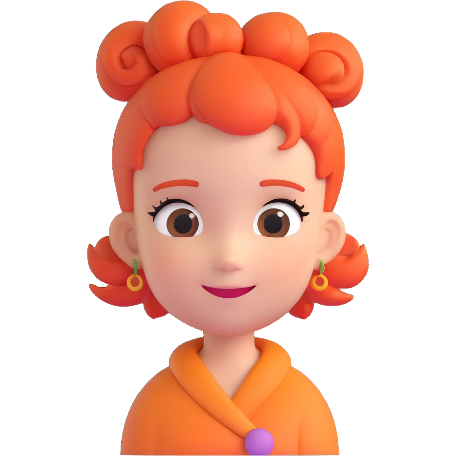 girl character with a unique hairstyle and a cheerful expression, emoji style emoji