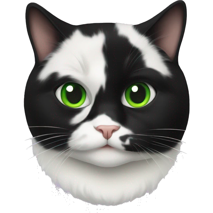 Obese tuxedo cat green eyes emoji