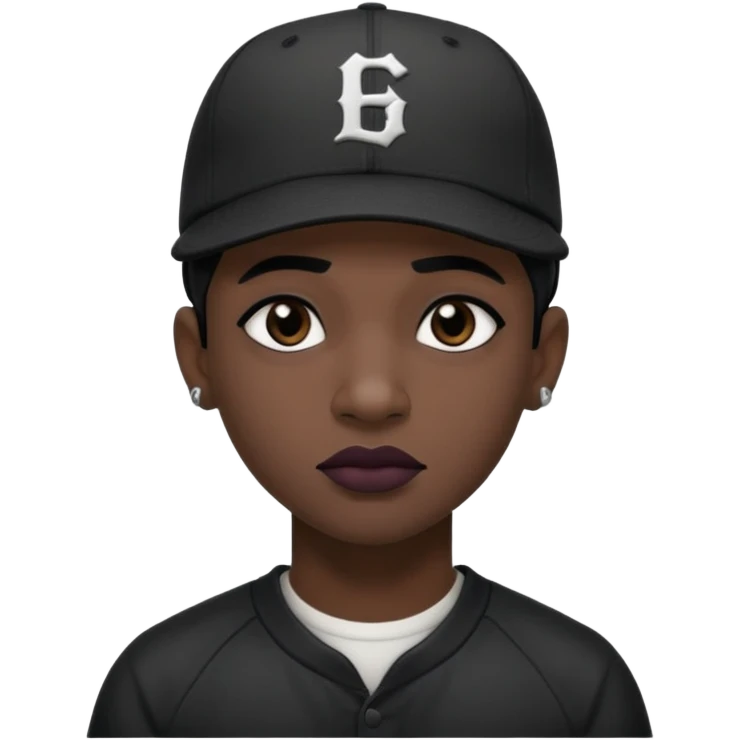 Black goth man with backwards baseball cap emoji