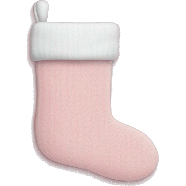 Baby pink Christmas stocking with baby pink sweater knit print and white trim emoji