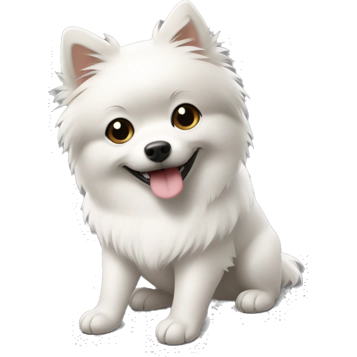 German Spitz on the arms of a white-skinned dark-haired girl emoji