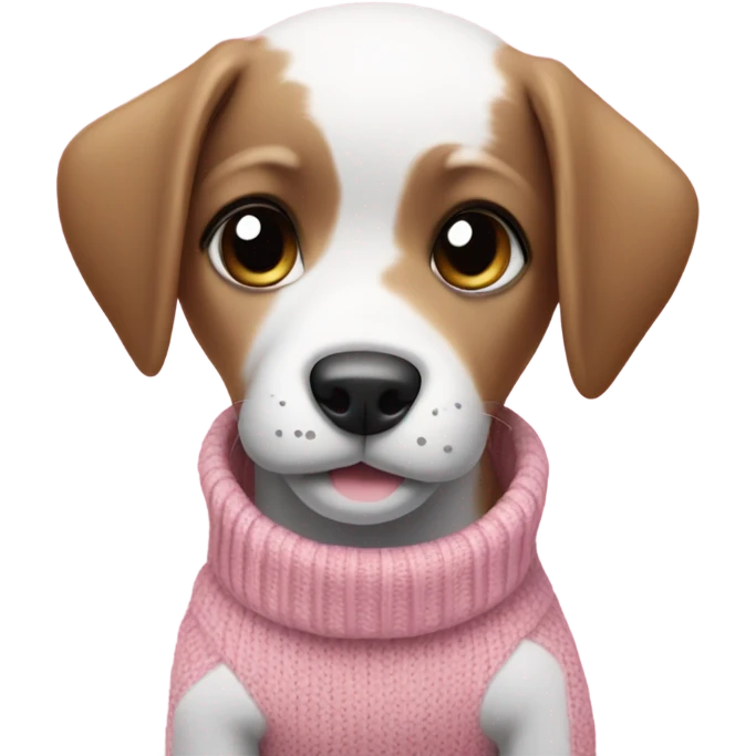Black and white puppy in pink sweater emoji