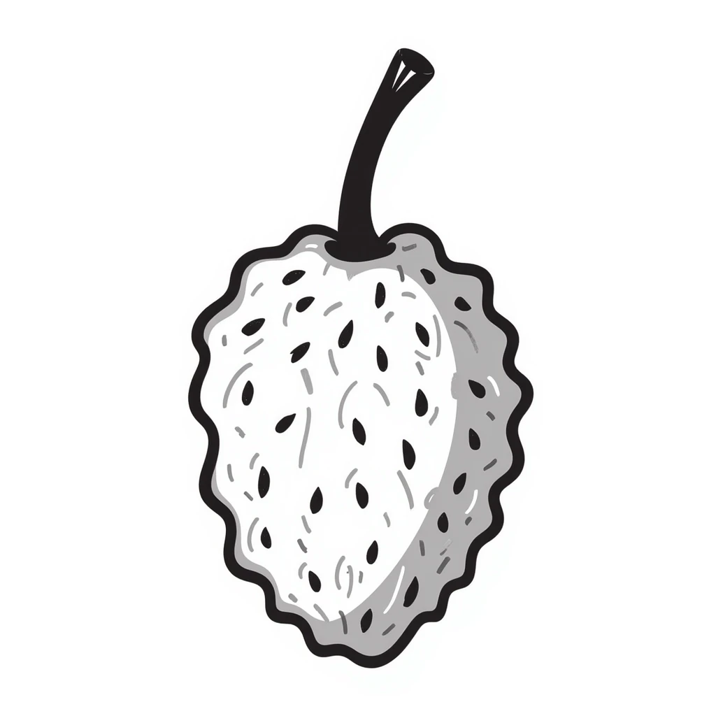 hand-drawn lychee fruit with stem and textured skin emoji