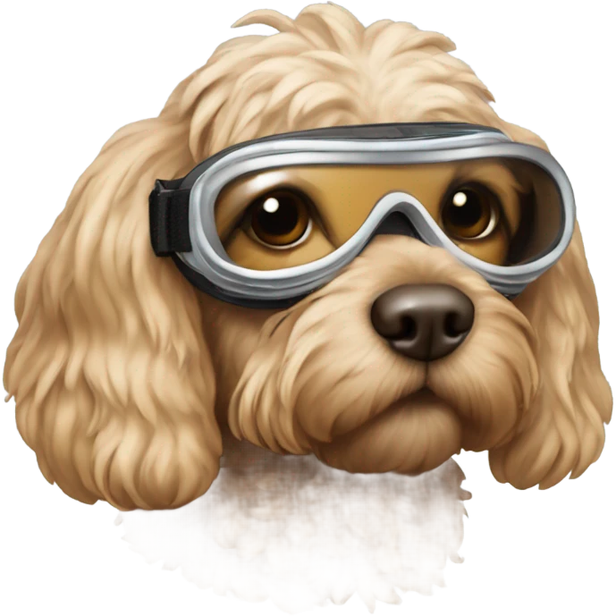 Cockapoo wearing ski goggles  emoji