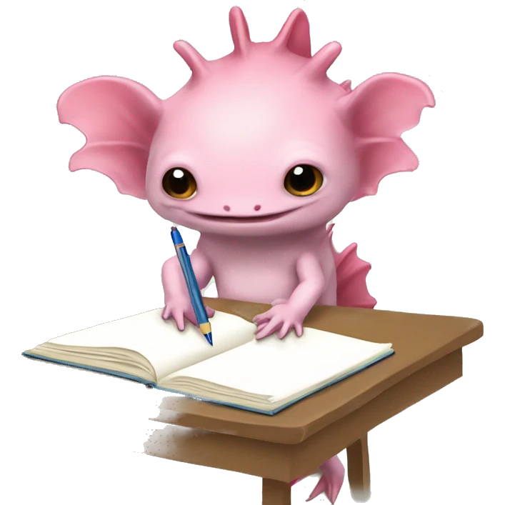 Axolotl doing homework emoji