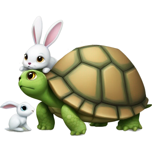 Turtle and bunny playing emoji
