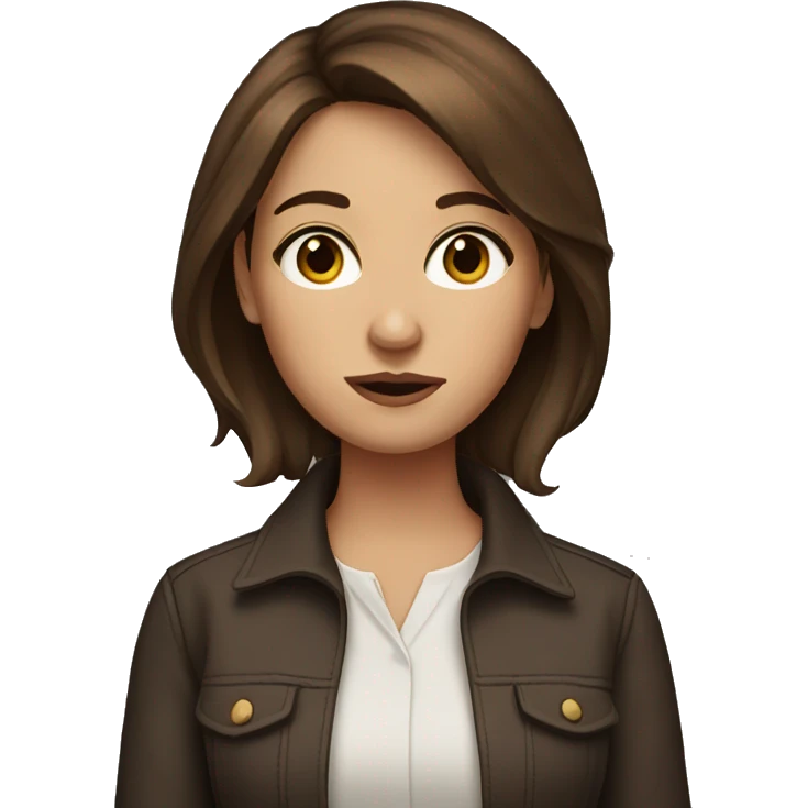 Short. Brown hair woman in big eyes emoji