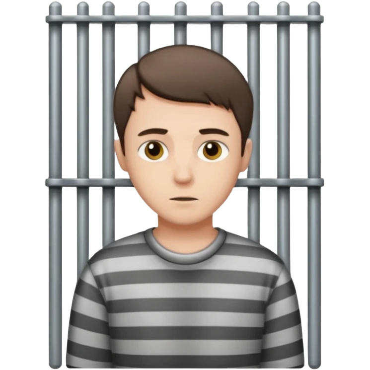 Pale Brunette man with short hair in jail  emoji