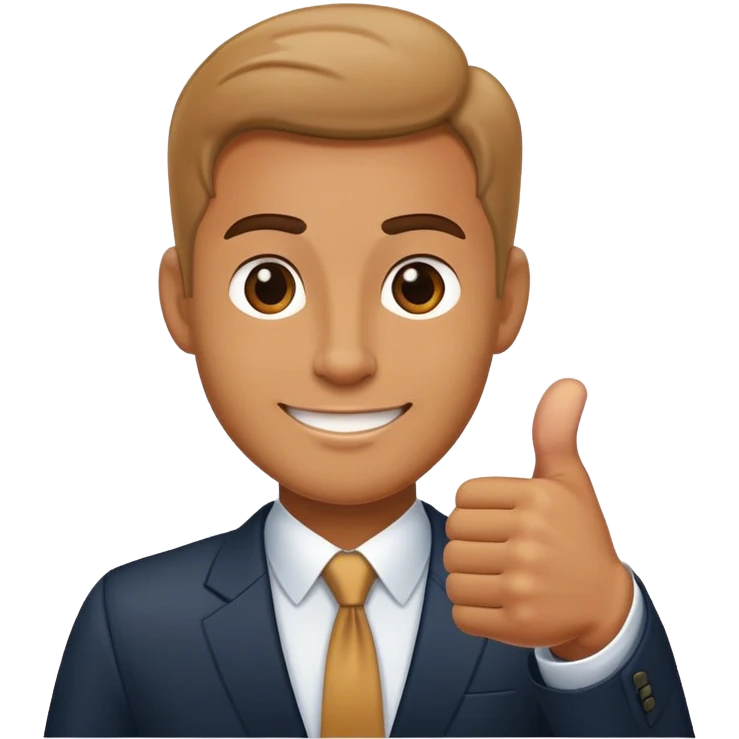 photorealistic businessman shows thumb up emoji