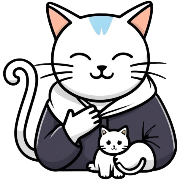 Philosopher with white cat on the head emoji