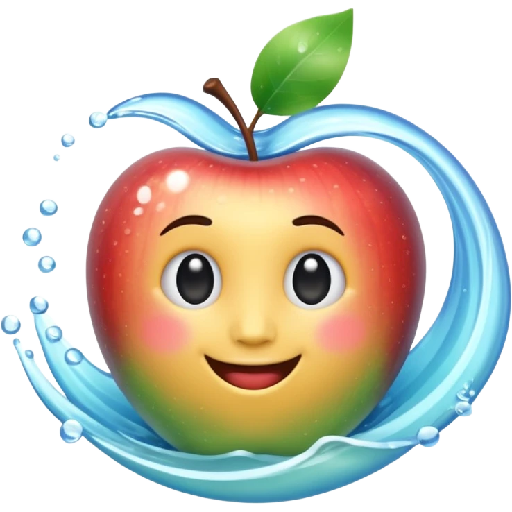 3D Apple style emoji of the sea, calm blue waves, sparkling water, isolated on white background, soft shadows, high detail, playful and cute. emoji