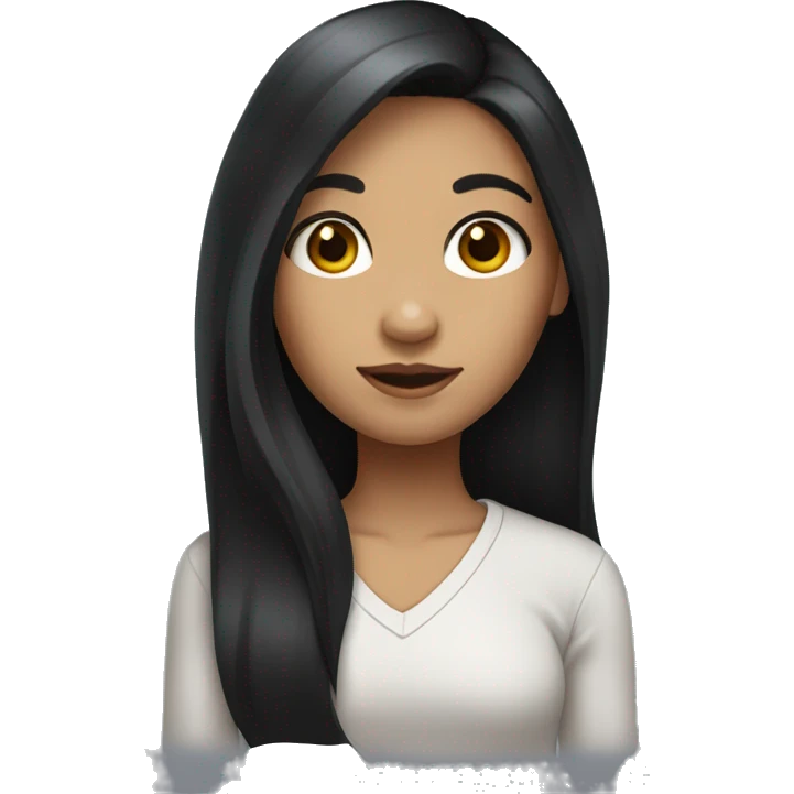 a girl who has long black hair with normal skin color emoji