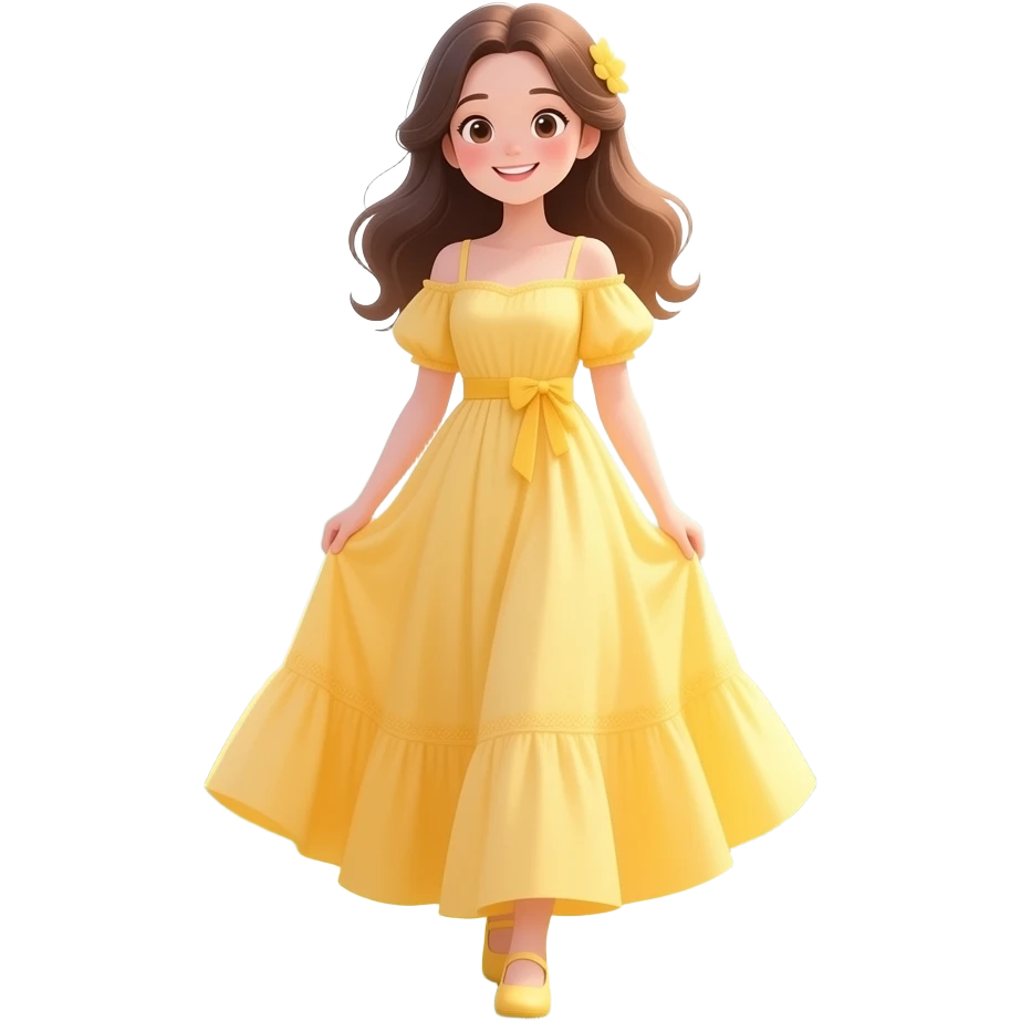 Girl in long yellow dress emoji
