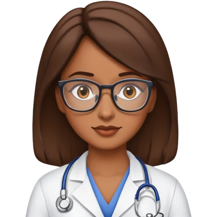 A female doctor with big tits, brown eyes, brown hair, and glasses  emoji