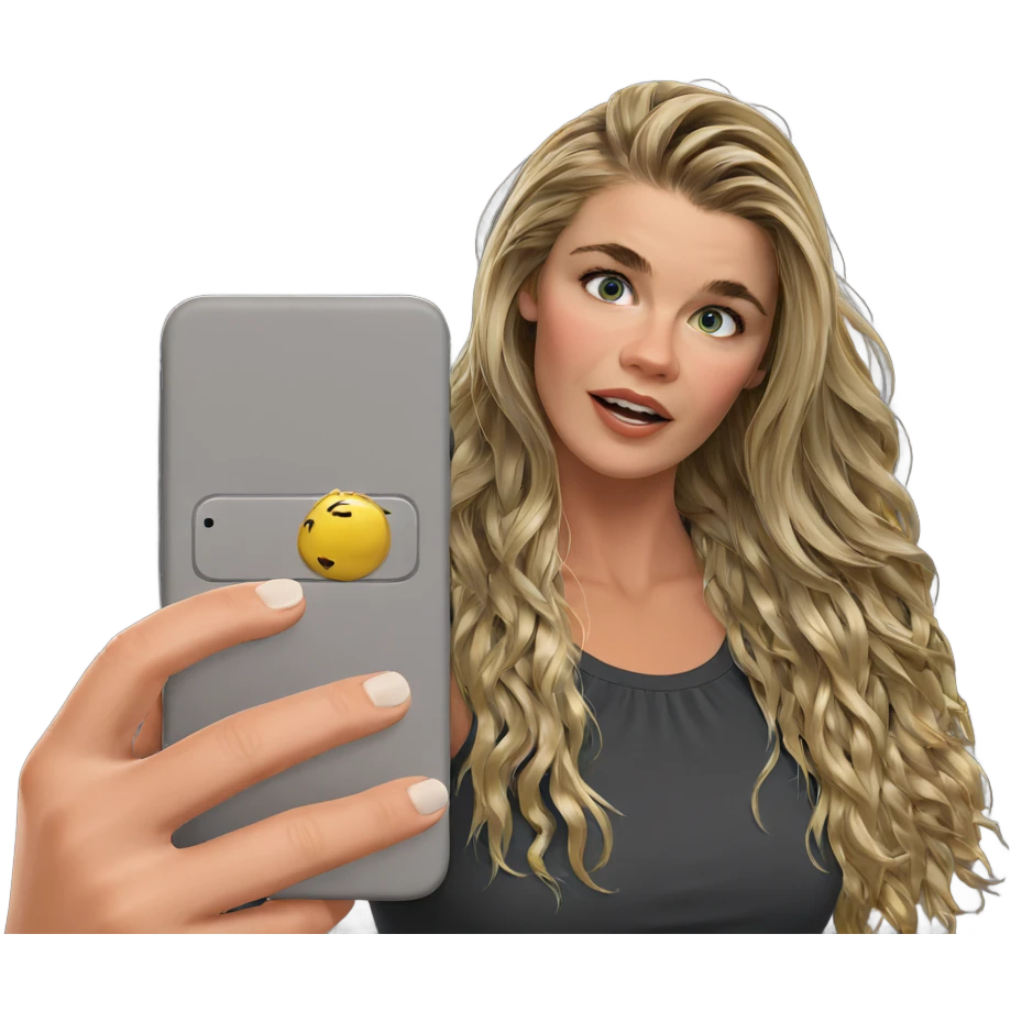blonde girl with smartphone emoji