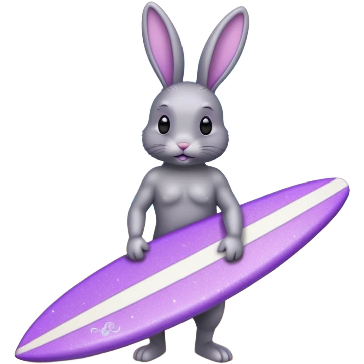 glitter gray bunny purple cian surf emoji