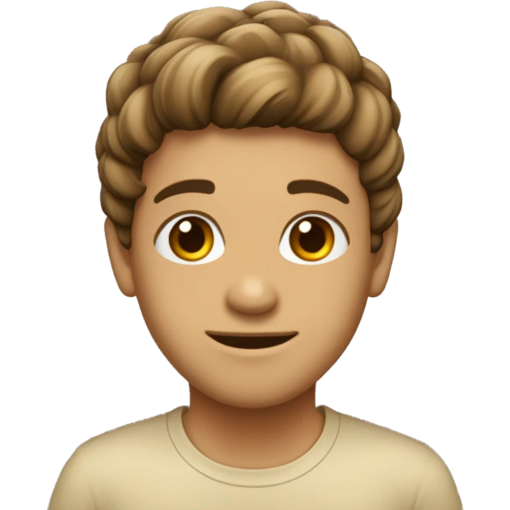 garoto criança  cabelo curto liso castanho cor de pele bege usando agasalho  emoji