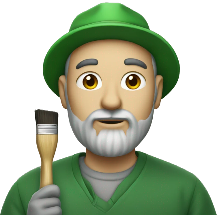 painter with brush in hand and green hat emoji