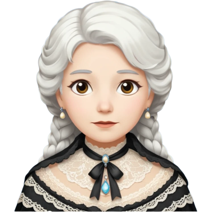 victorian lady face with white hair emoji