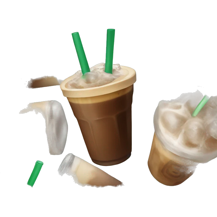 Starbuck ice coffee with ice cubes emoji