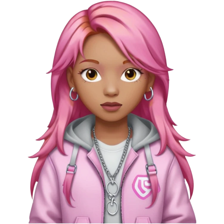 Ice Spice, Rapper (b.2000) with long ginger hair, pink hair emoji
