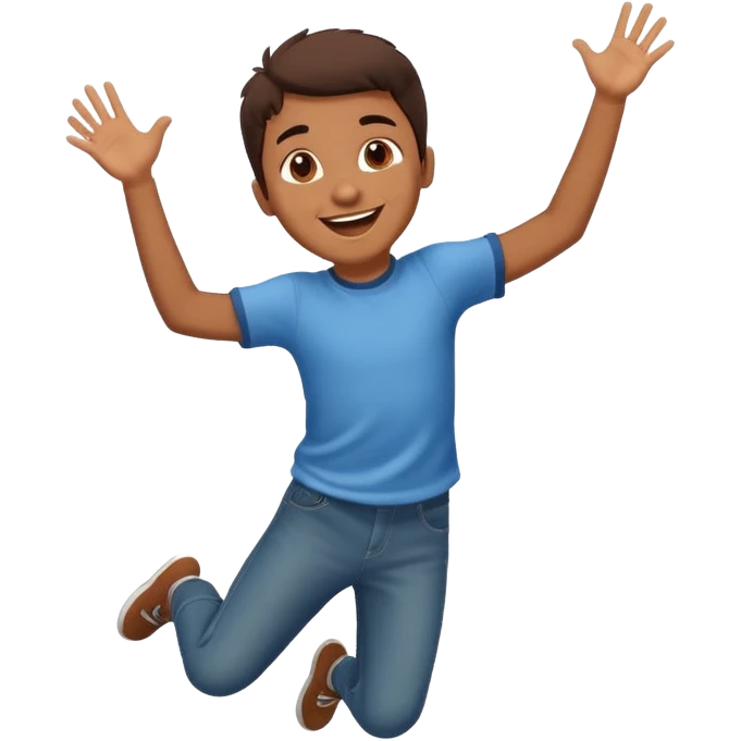 brown boy jumping really high emoji