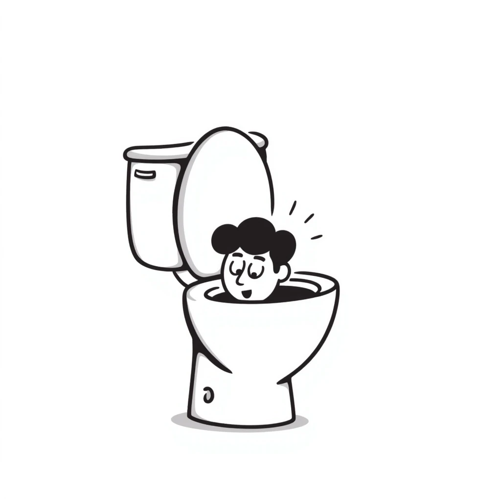 Toilet with a human head sticking out from the bowl emoji