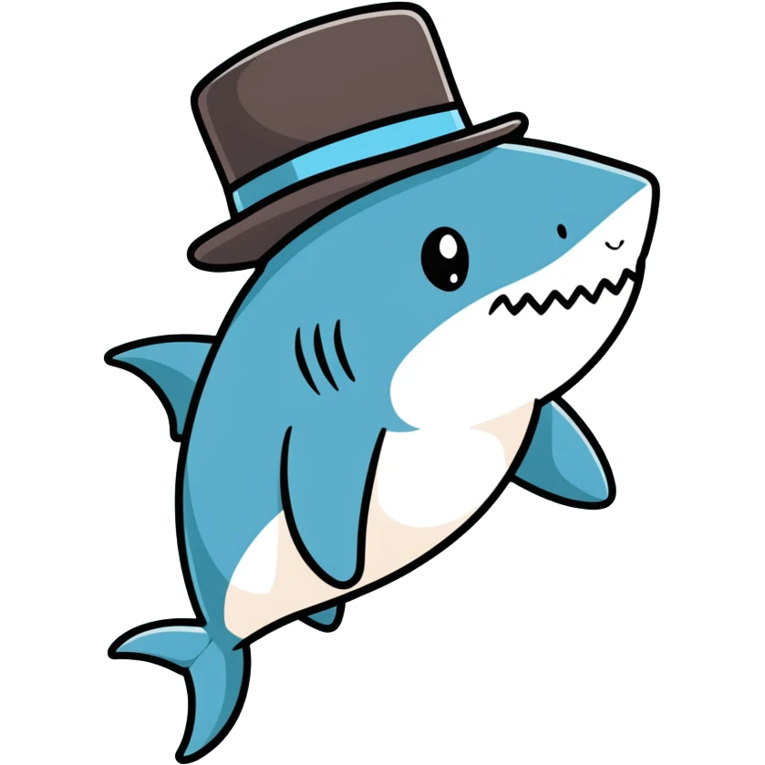 Shark with a top hat emoji